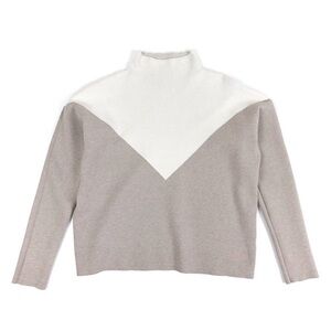Cynthia Rowley Grey & Cream Oversized Boxy Long Sleeve Sweater - size XS